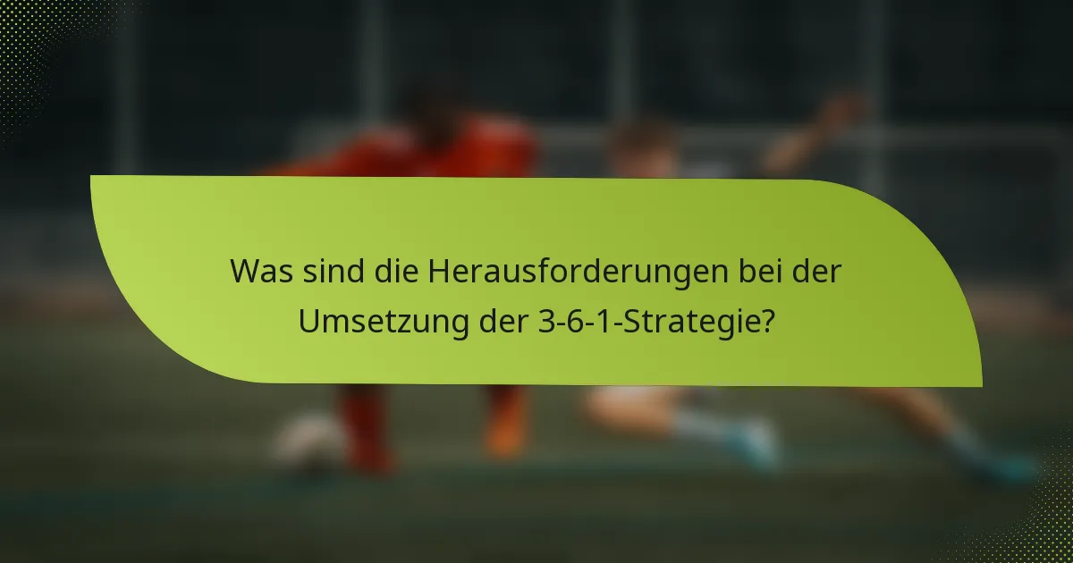 Was sind die Herausforderungen bei der Umsetzung der 3-6-1-Strategie?